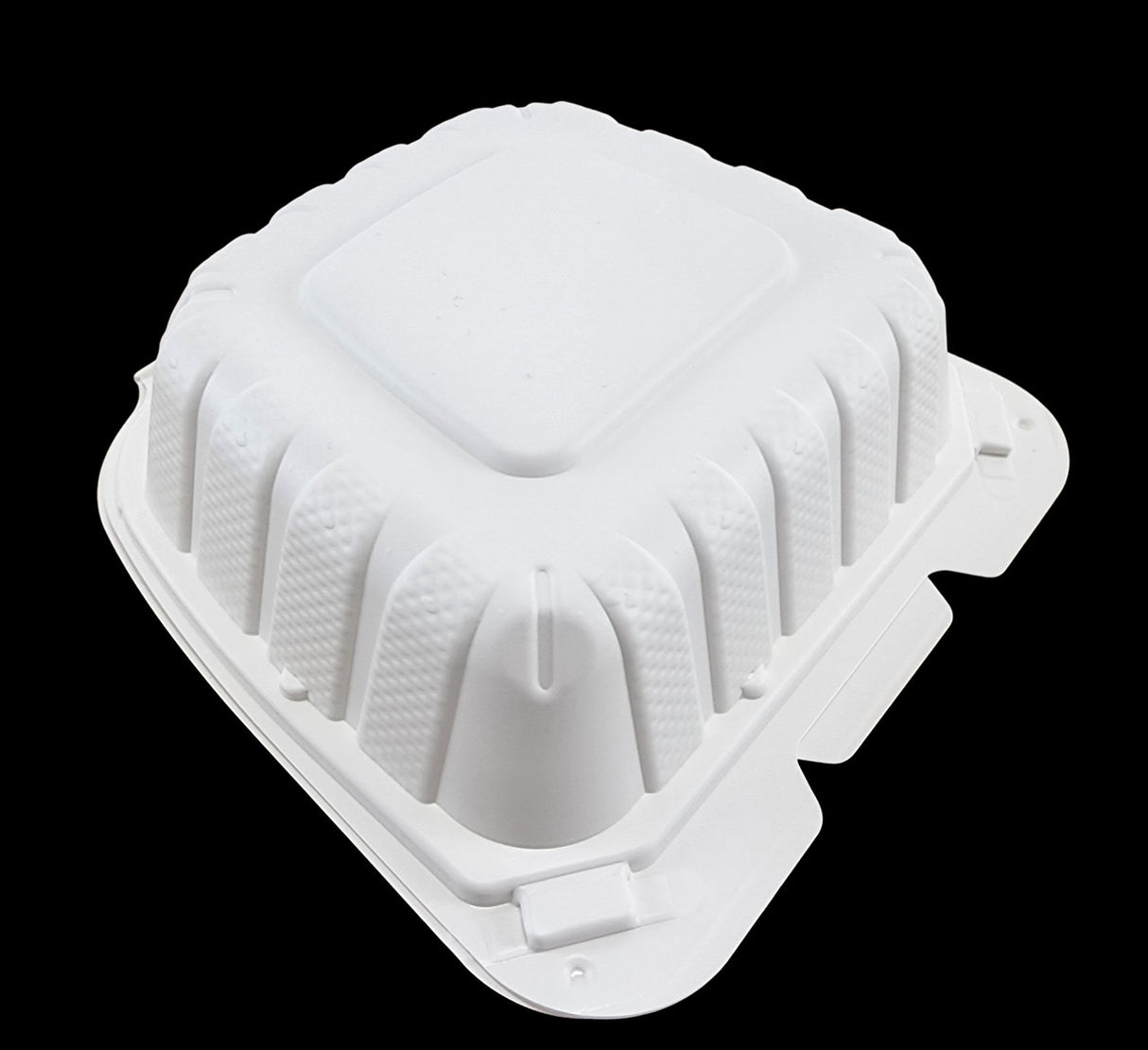 Contenedor de comida para llevar con bisagras de 1 compartimento MFPP de 6 x 6 x 3, color blanco (caja de 300)