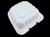 Contenedor de comida para llevar con bisagras de 1 compartimento MFPP de 6 x 6 x 3, color blanco (caja de 300)