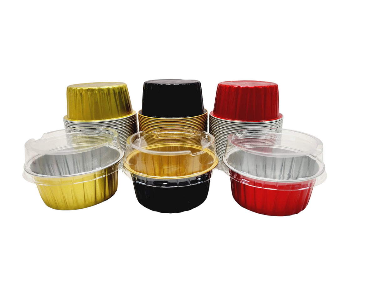 4.5 oz.  Colored Aluminum Dessert Cup w/ Plastic Lid- Case of 2000- #A35P