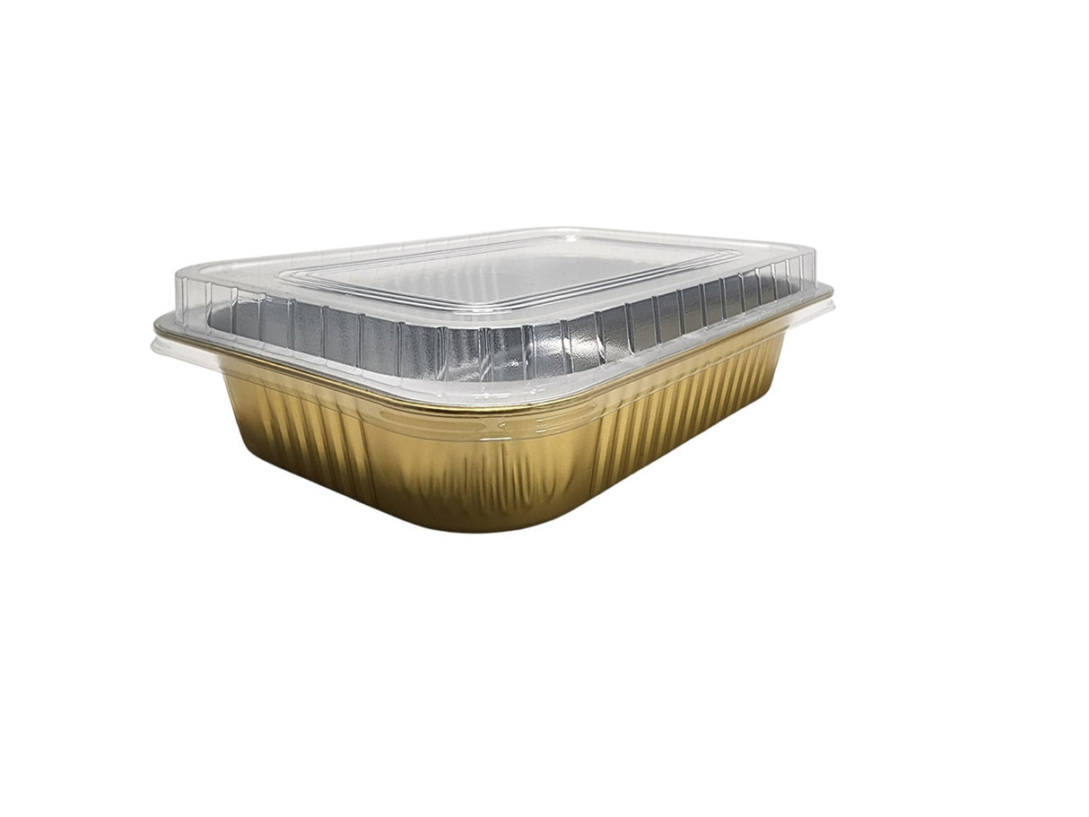 11" x  7" Colored Heavy Aluminum Entrée Pan with Snap on Dome Lid - Case of 200  #A71P