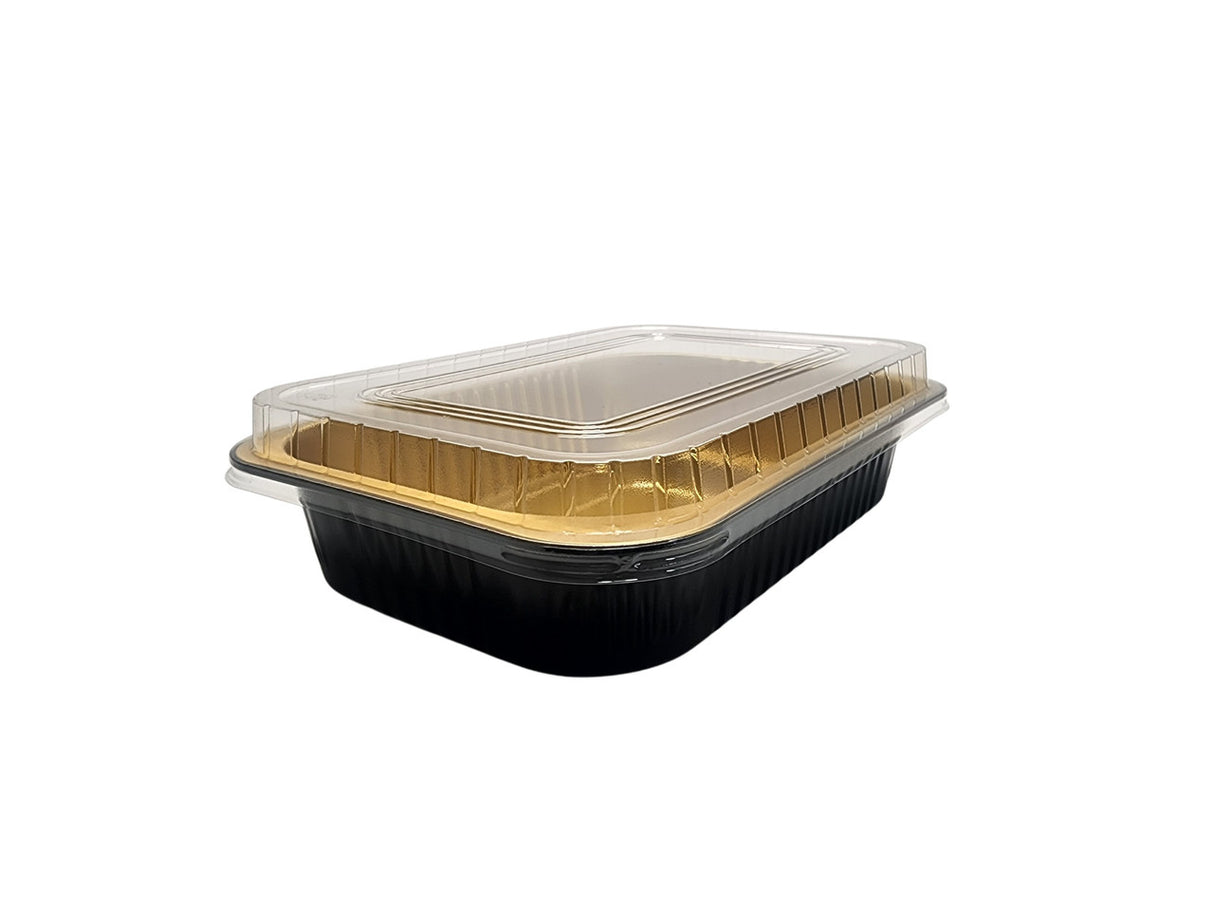 Bandeja para platos principales de aluminio resistente de 11" x 7" con tapa a presión - Caja de 200 #A71P