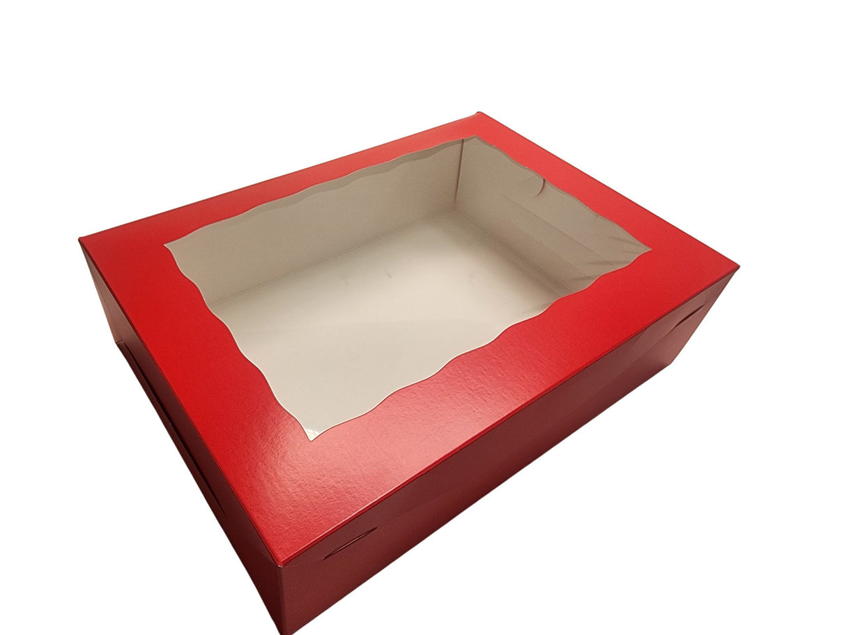 Cajas para panadería con ventana y lengüeta de bloqueo de colores, 14 x 10 x 4 - Caja de 100 - N.º 14104W