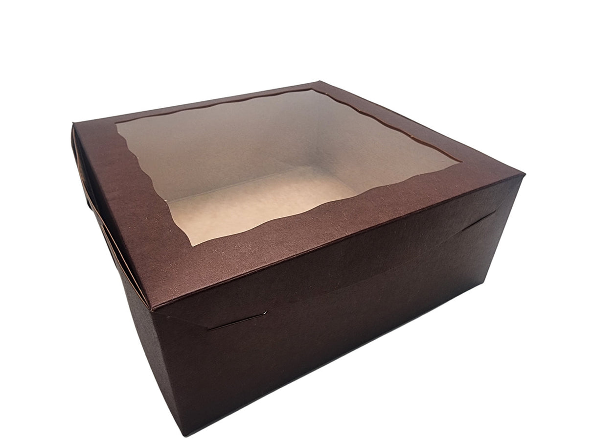 Cajas de panadería con ventana y lengüeta de bloqueo de colores, 10 x 10 x 4 - Caja de 100 - N.º 10104W