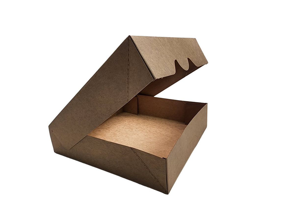 Cajas para panadería con ventana y cierre de lengüeta Kraft de 10 x 10 x 4 - Caja de 100 - N.º 10104K