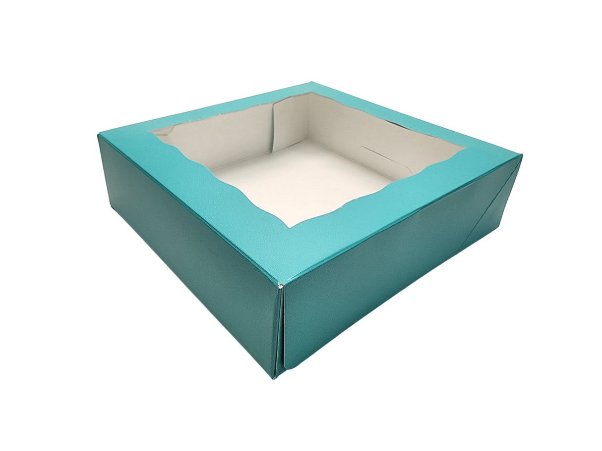 Cajas de panadería con ventana y lengüeta de bloqueo de colores, 10 x 10 x 4 - Caja de 100 - N.º 10104W