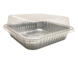 9" Square Foil Cake Pan with Plastic Dome Lid - Case of 500 - #1100P