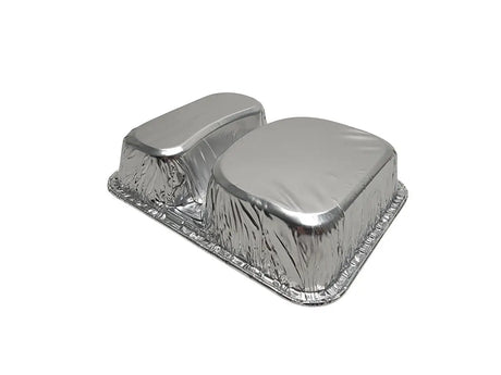 Aluminum Foil Two Compartment School Hamburger Tray - Case of 1000 -  #225 Durable Packaging