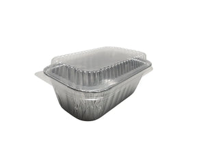 1 lb. Disposable Aluminum Mini Loaf Pan w/ Plastic Lid - Case of 200 - #5000P Handi-Foil