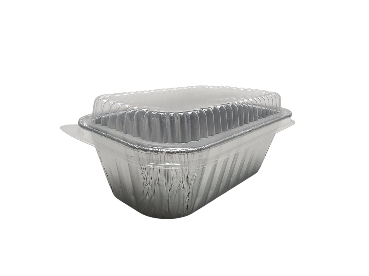 D & W Fine Pack 1 lb.  Aluminum Mini Loaf Pan with Dome lid Combo - Case of 500 - #15430P