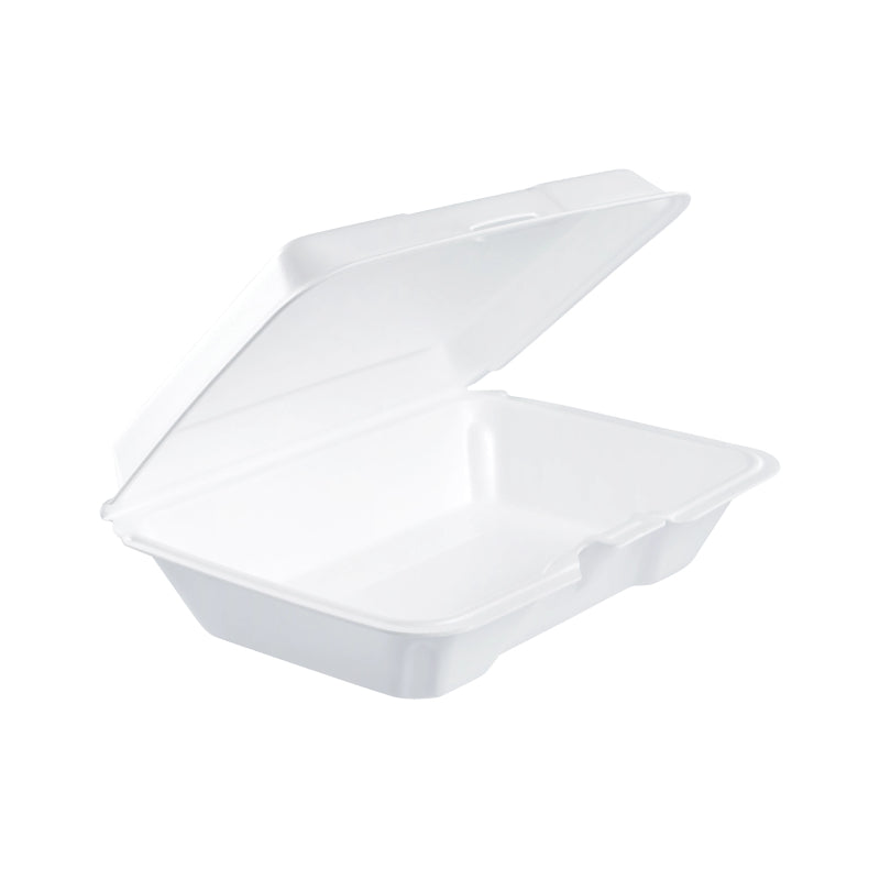 9 x 6 XPS Foam White Shallow Container with Removable Lid - Case of 200 - #206HT1R