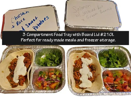 3 Compartment T.V Dinner Tray with Board Lid - Case of 250 - #210L Durable Packaging