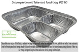 3 Compartment T.V Dinner Tray with Board Lid - Case of 250 - #210L