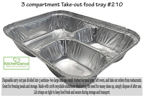 3 Compartment T.V Dinner Tray with Board Lid - Case of 250 - #210L Durable Packaging