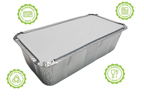 2 lb. Disposable Aluminum Loaf Pan with Crimp-on Board Lid  Case of 500 - #212L D & W Fine pack