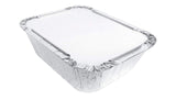 Bandeja de aluminio desechable para llevar de 1 lb con tapa de cartón - Caja de 1000 n.° 220 l