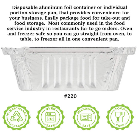 1 lb. Disposable Aluminum Take-out Pan with Board Lid - Case of 1000  #220L Handi-Foil