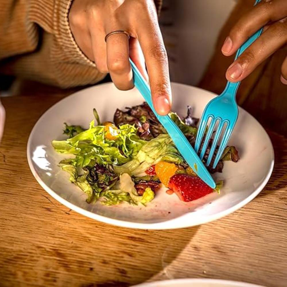 Phade® 7.1" Blue Compostable Unwrapped Knives Bulk - Case of 750 - #222674