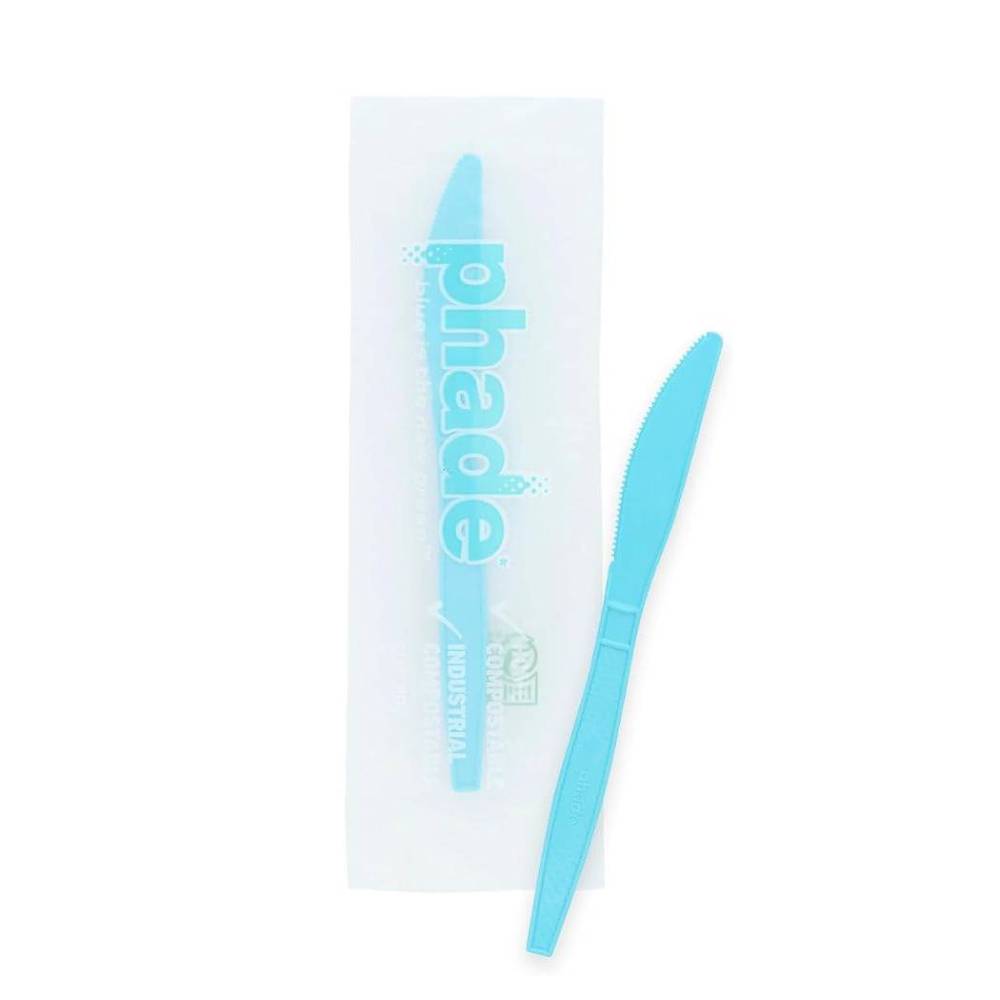 Phade® 7.1" Compostable Individually Wrapped Knives - Case of 530 - #222677