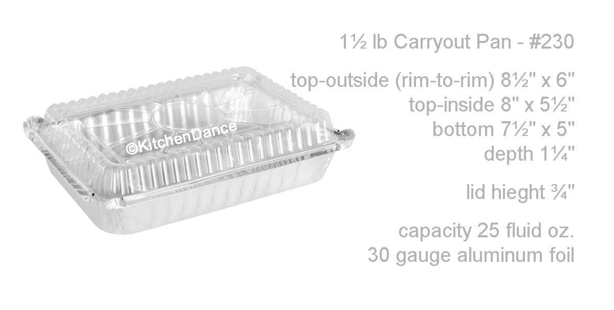 Bandeja de aluminio para llevar de 1½ lb con tapa de plástico - Caja de 500 - N.º 230P