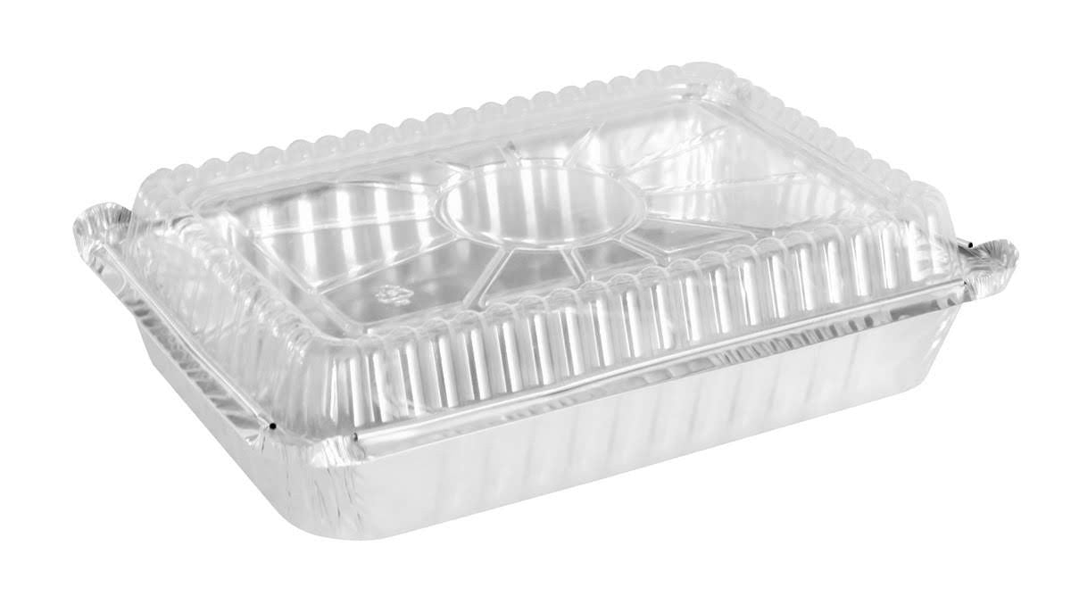 Bandeja de aluminio para llevar de 1½ lb con tapa de plástico - Caja de 500 - N.º 230P