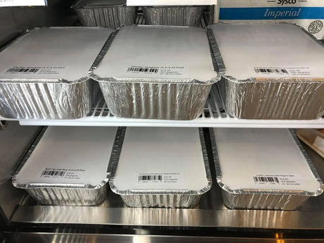 1½ lb. Shallow Oblong Foil Pan with Board Lid - Case of 500  #230L Durable Packaging