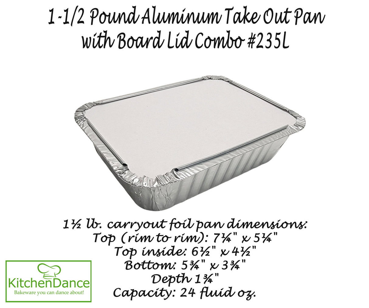 1½ lb. Foil Carryout Pan with Board Lid - Case of 500 - #235L