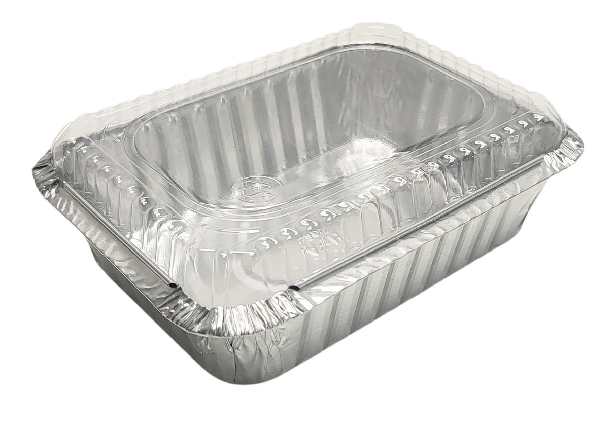 1½ lb. Disposable Foil Carryout Pan with Plastic Lid - Case of 500 - #235P