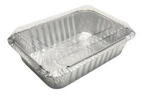 1½ lb. Disposable Foil Carryout Pan with Plastic Lid - Case of 500 - #235P Western Plastics