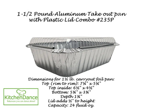1½ lb. Disposable Foil Carryout Pan with Plastic Lid - Case of 500 - #235P Western Plastics