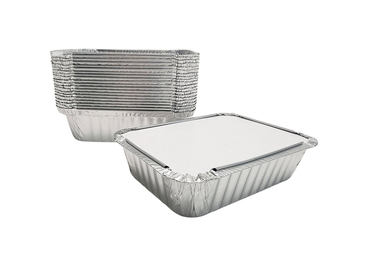 Bandeja para llevar de aluminio de 1½ lb con tapa de cartón - Caja de 500 - N.° 235 L