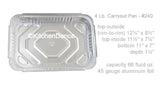 Recipiente rectangular para alimentos de 4 lb con tapa de plástico - Caja de 250 n.° 240P