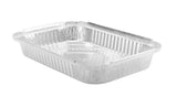 Recipiente desechable rectangular para alimentos de 4 lb con tapa de cartón - Caja de 250 n.° 240 l