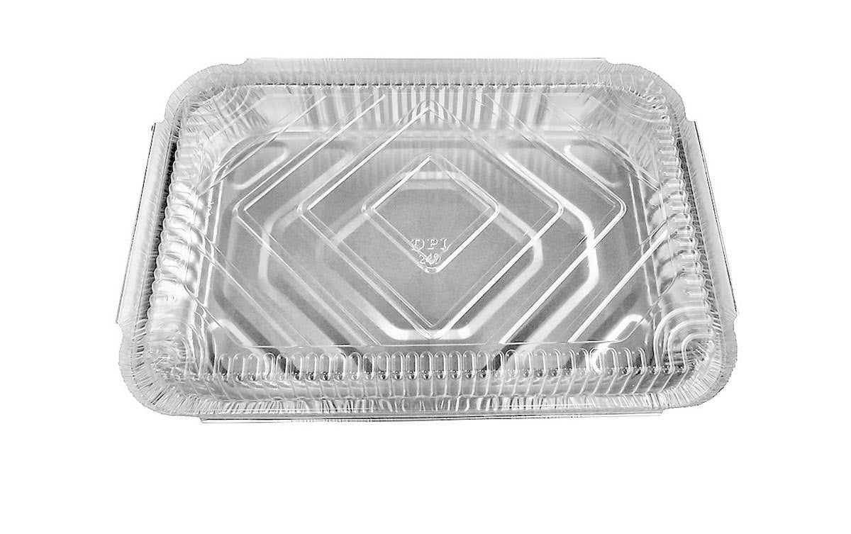 Recipiente rectangular para alimentos de 4 lb con tapa de plástico - Caja de 250 n.° 240P