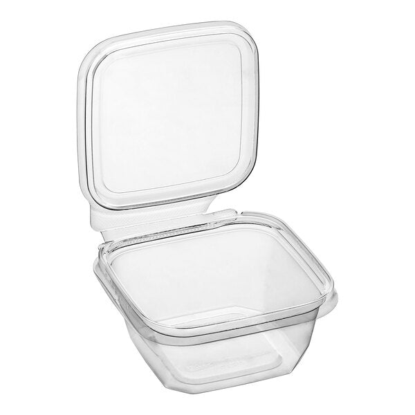 Inline Plastics Safe-T-Fresh 4x4 Square Tamper Evident & Tamper Resistant Clamshell Container, 12 oz. - Case of 288 - TS4012