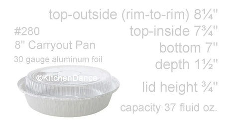 8" Round Carryout Pan with Plastic Dome Lid   Case of 500 #280P Handi-Foil