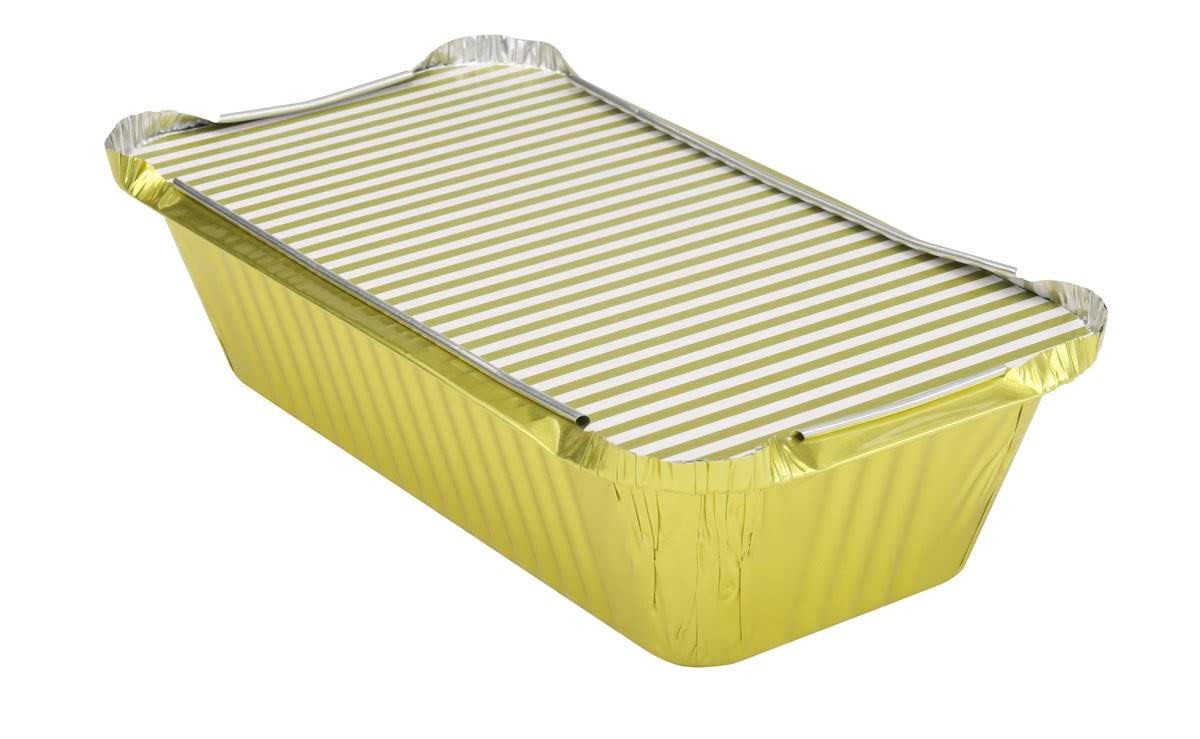 1½ lb. Closable Colored Foil Loaf Pan with Board Lid - Case of 1000 - #1650L