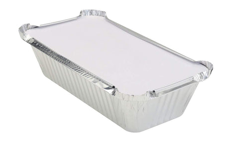 Molde para pan de aluminio de colores con tapa de cartón y cierre de 1½ lb (caja de 1000) n.° 1650 l