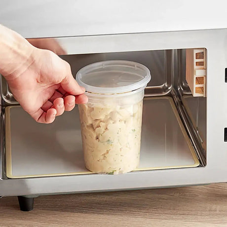 Tripack Deli Pro 32 oz. Round Microwavable Food Storage Deli Container With Lid Combo Pack - Case of 240 - #TD40032 Tripack Deli Pro