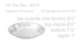 Disposable 10" Heavyweight Foil Pie Pan - Case of 200  #310