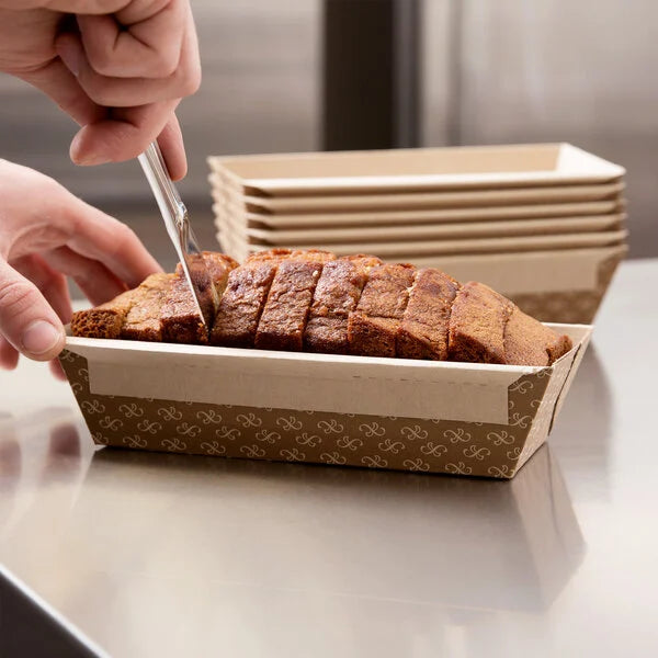 1-1/2 lb. Bakeable Kraft Paper Loaf Pan - Case of 370 - #31906