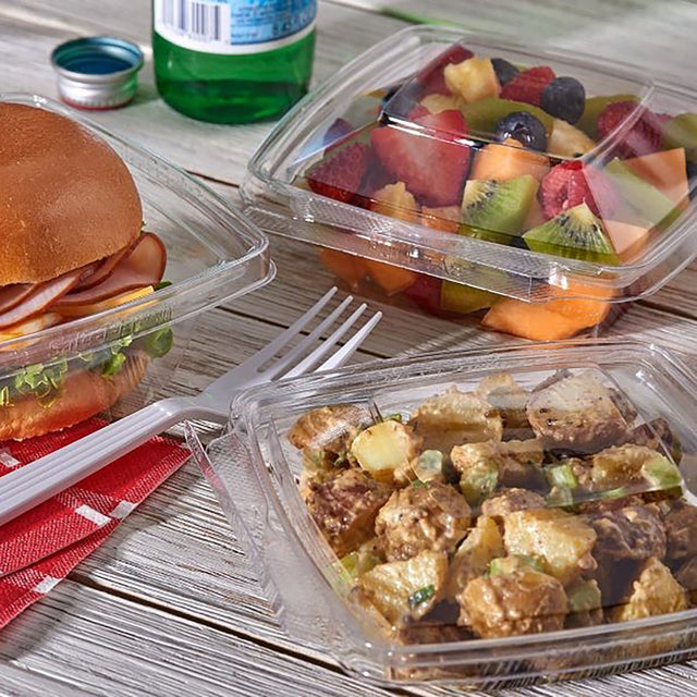 Safe-T-Fresh Tamper Evident & Tamper Resistant Square 32 oz Deli Container - Case of 168 - #TS32PW Inline Plastics