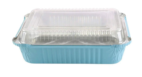3.75 lb. Colored Carryout Foil Pan with Plastic Lid - Case of 500 - #3227P KitchenDance