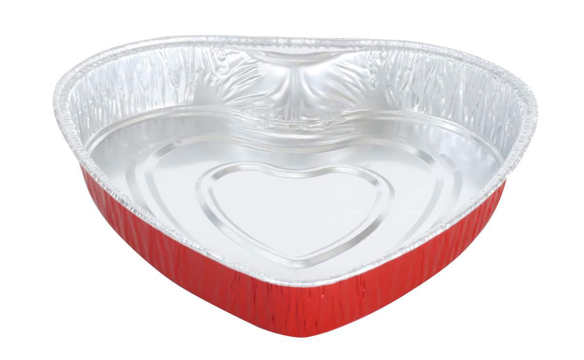 Bandeja para hornear desechable de papel de aluminio con forma de corazón - Caja de 100 - N.º 339