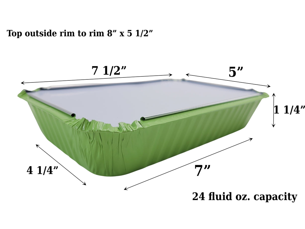 Bandeja rectangular de aluminio de color poco profunda de 1½ lb con tapa de cartón - Caja de 1000 - N.º 6417L