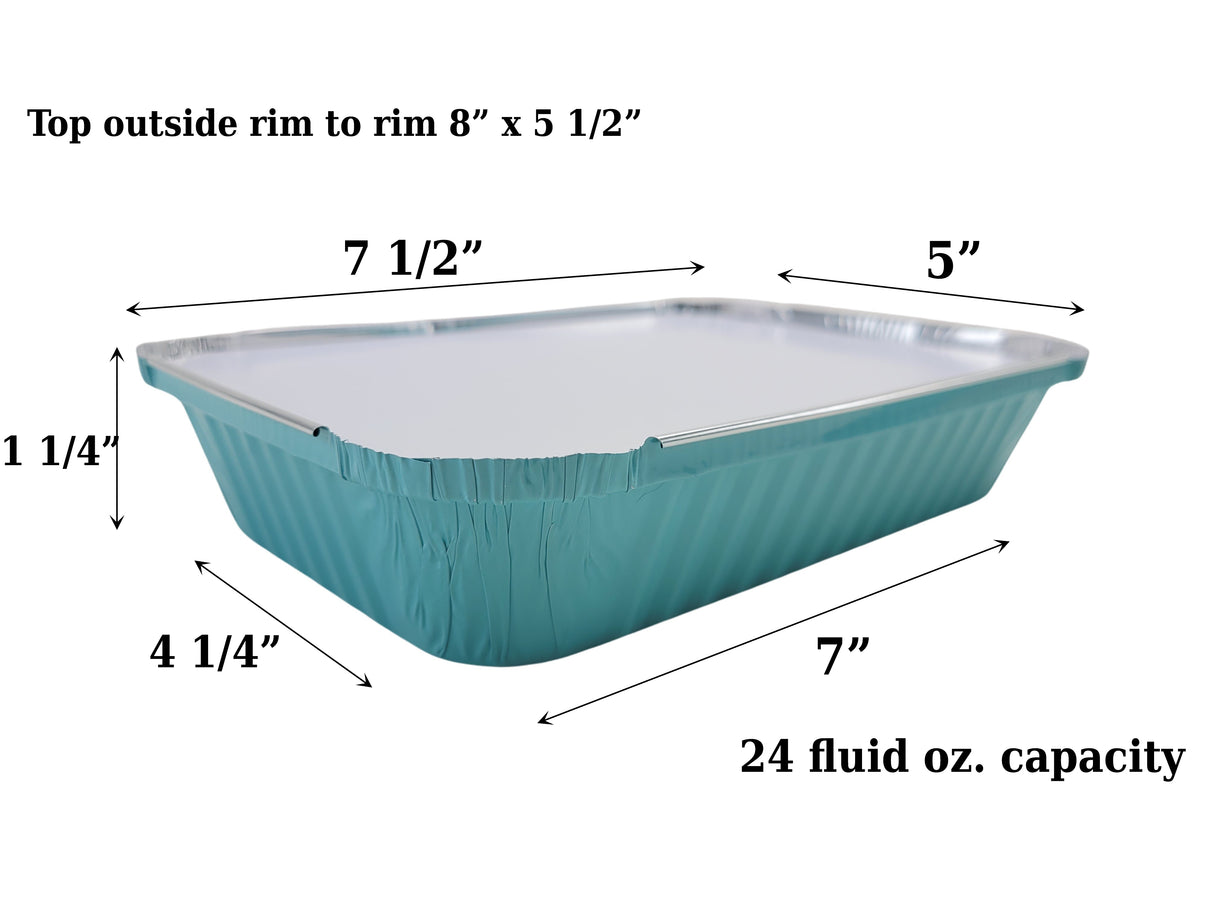 Bandeja rectangular de aluminio de color poco profunda de 1½ lb con tapa de cartón - Caja de 1000 - N.º 6417L