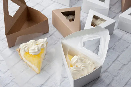 6 3/8" x 4 1/4" x 2 1/2" White Pie Slice Box with Window - Case of 100 BRP Box shop
