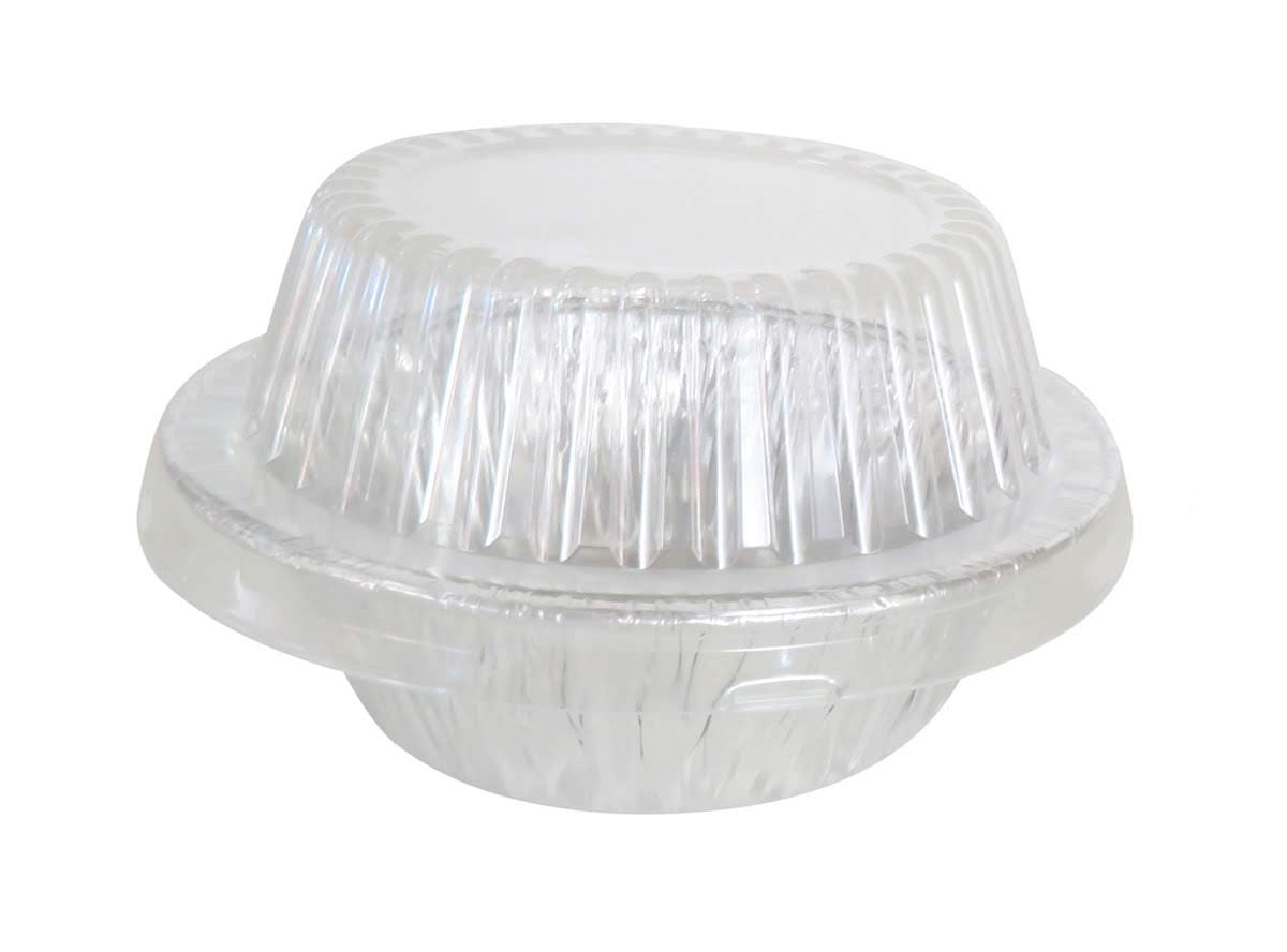 Molde para tarta de aluminio desechable Handi-Foil de 5¾" con tapa en forma de domo - Caja de 1000 - N.º 4007P