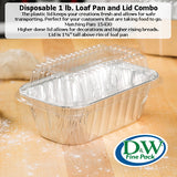 D & W Fine Pack 1 lb.  Aluminum Mini Loaf Pan with Dome lid Combo - Case of 500 - #15430P