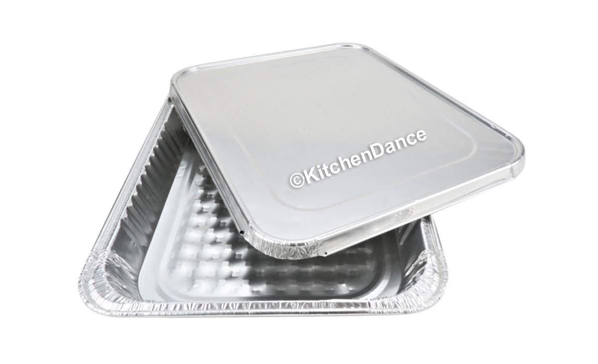 Sartén para mesa de vapor de tamaño mediano poco profunda con tapa de aluminio - Caja de 100 n.º 4300L