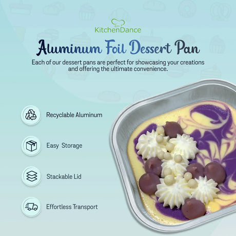 4" Square Colored Aluminum Foil Dessert Pan w/ Lids Case of 1000- #A6P KitchenDance